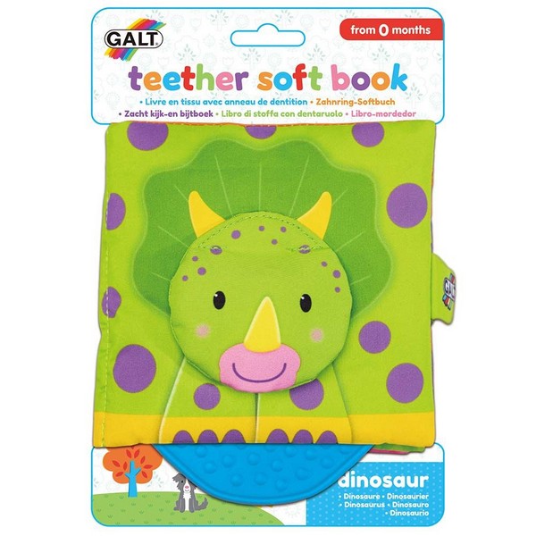 Продукт GALT -  Динозавър -  Бебешка мека книжка с гризалка - 0 - BG Hlapeta